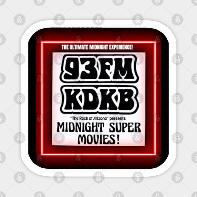 KDKB 93 FM Phoenix Arizona Midnight Movies 1980s Sticker by Desert Owl Designs